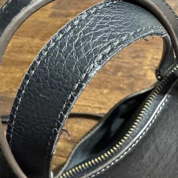 Fossil Avondale Black Leather Satchel Handbag Brass Hardware Excellent - Picture 15 of 16